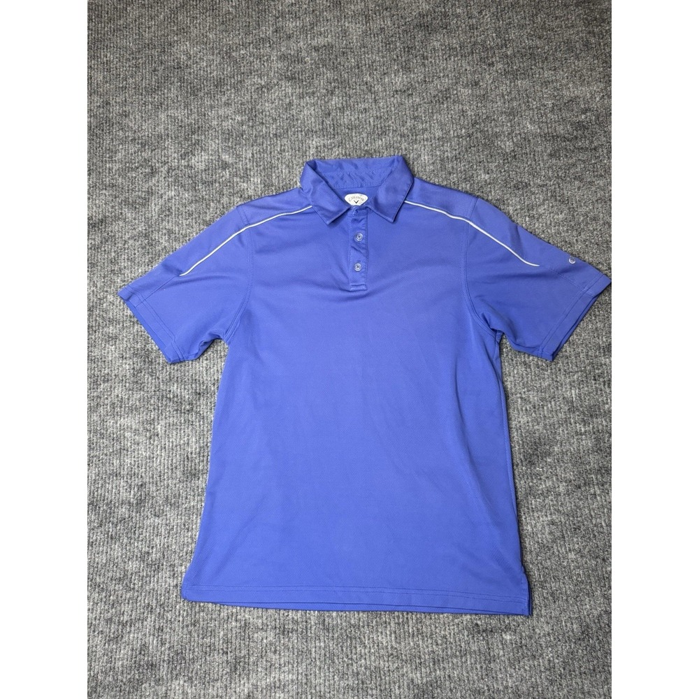Callaway Polo Mens Medium Blue Logo Short Sleeve Golf Classic